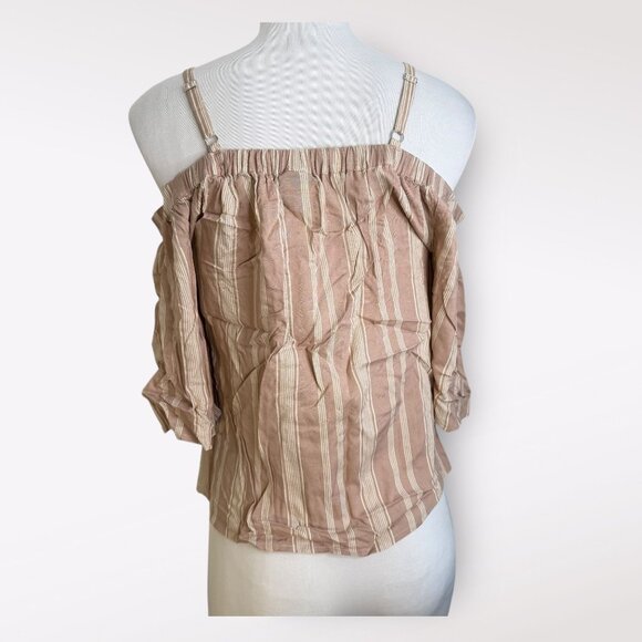 Bobeau Striped Off The Shoulder Top S - Picture 3 of 5